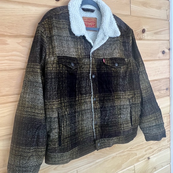 Levi's Brown Plaid Sherpa Jacket - Picture 3 of 4